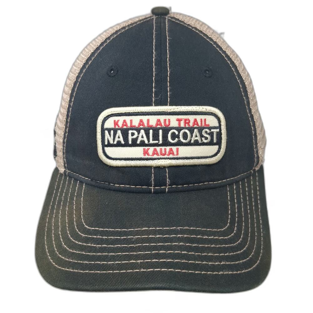Dorfman Pacific Trucker Hat Black Beige One Size Na Pali Coast Kauai Hawaii